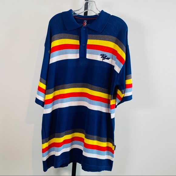 1980's Vintage Knit Striped Baggy Fit Polo Shirt NWOT by Willie Esco Size L - Picture 3 of 9